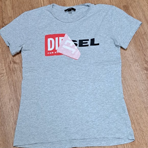 Diesel T-Diego-QA Logo T-Shirt Grey Size Small - Picture 4 of 9